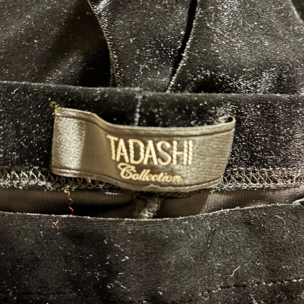 Tadashi collection never used Black Velvet Trousers long 40” hip 17 1/2”